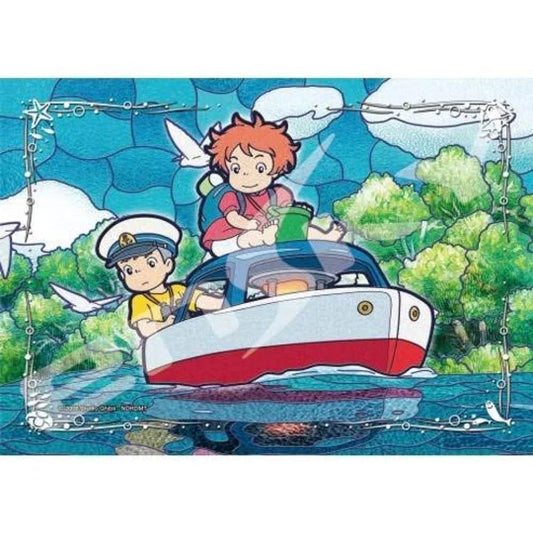 Puzzle Vitrail 208 pieces Ponyo & Sosuke sur le bateau - Ponyo sur la falaise - Studio Ghibli