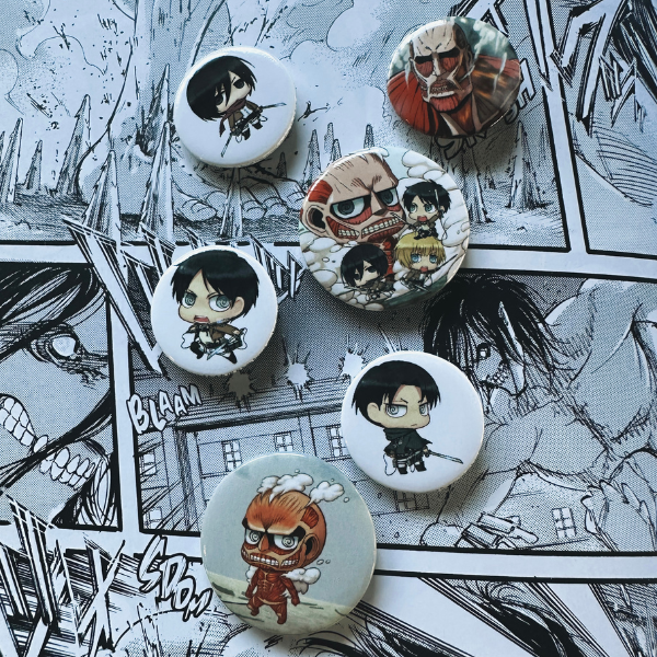 Badges Attack on Titans chibi version 2