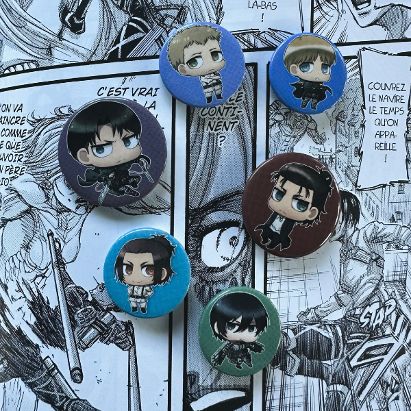 Badges Attack on Titans chibi
